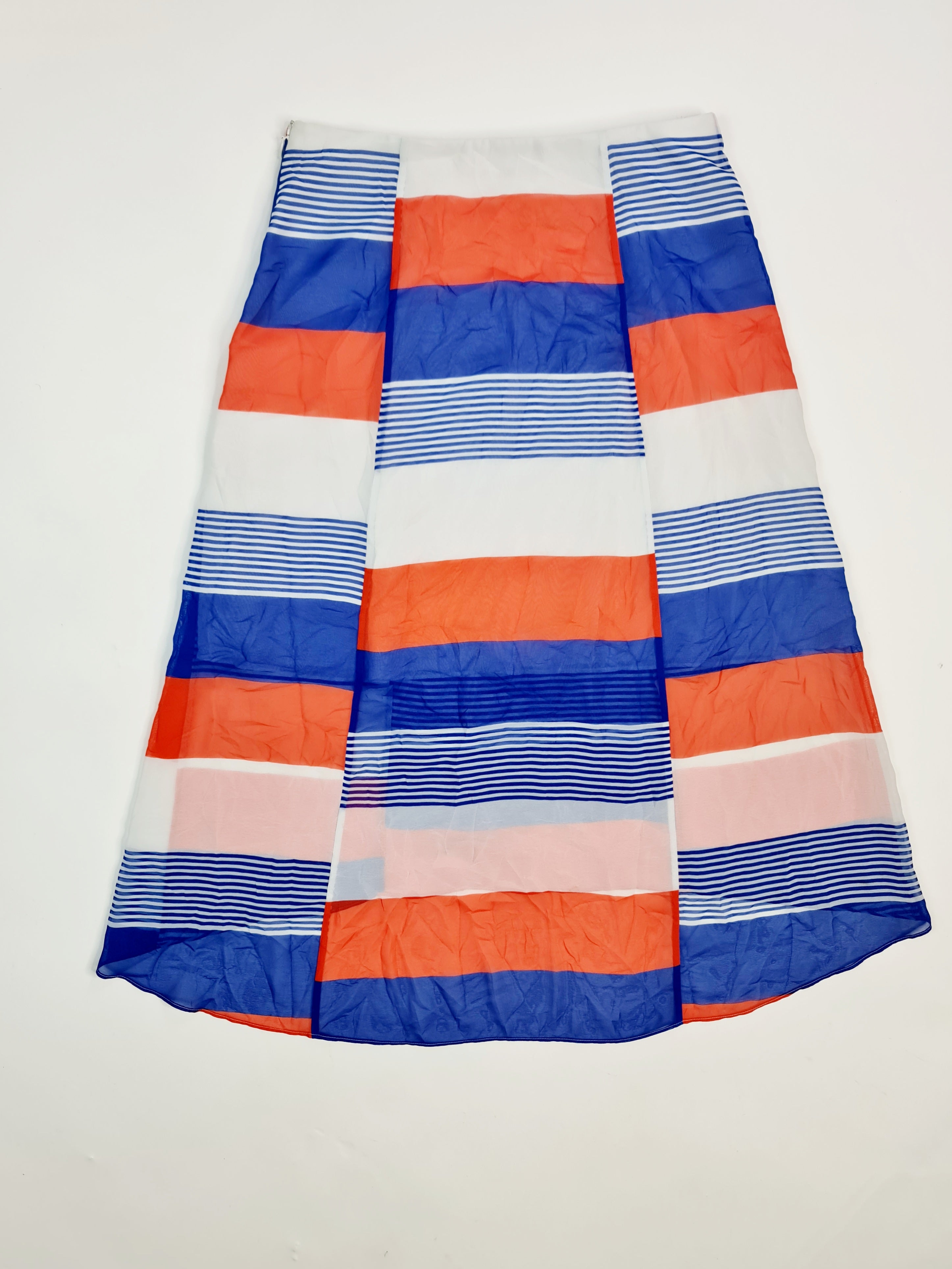 Falda marca Ann Taylor - (Talla: 4) Naranja, blanco con azul