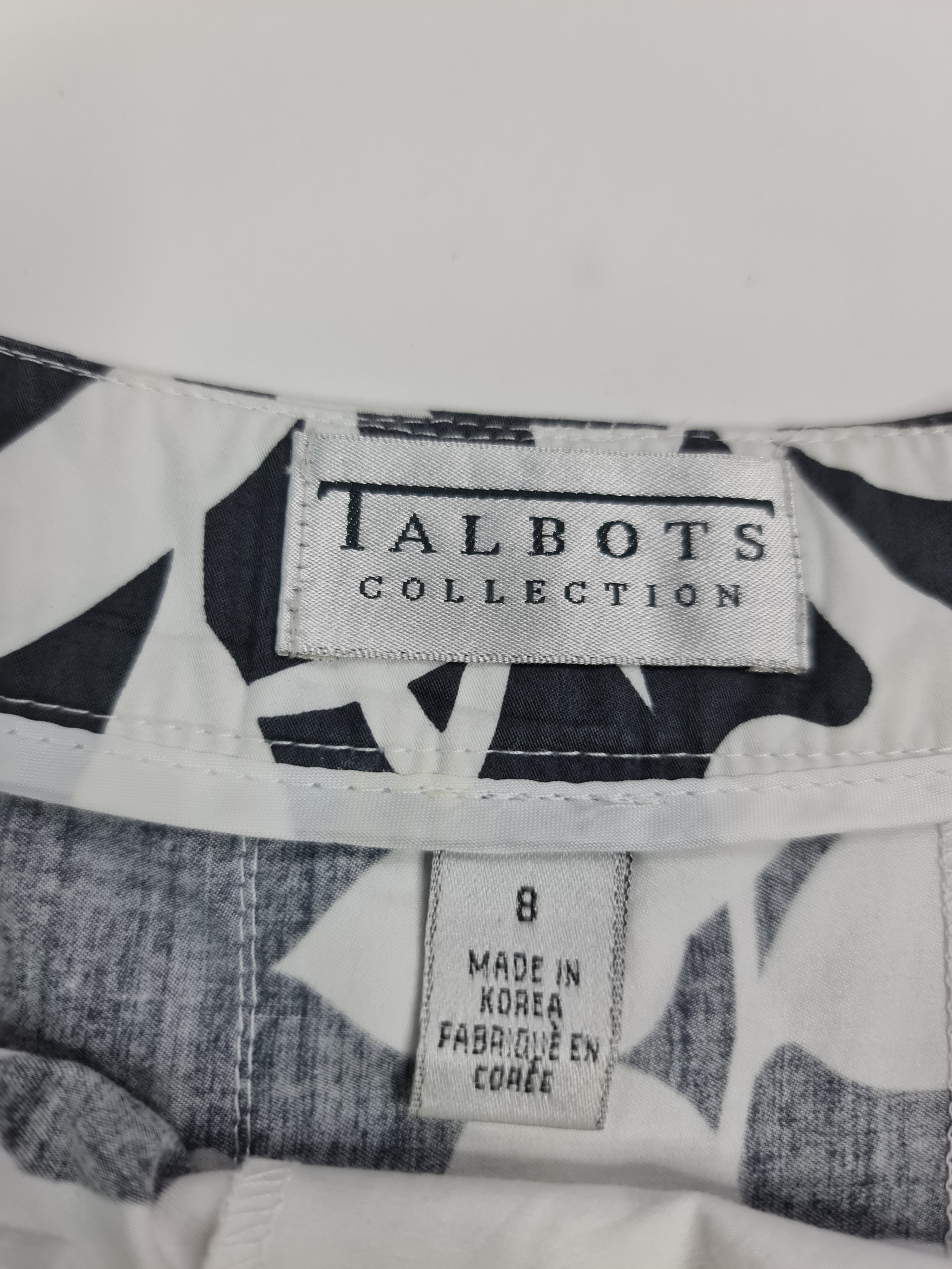 Falda vestir marca Talbots - (Talla: 8) Negro/blaanco