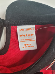 Vestido rojo con negro, marca Joe Fresh y talla 3-6 meses